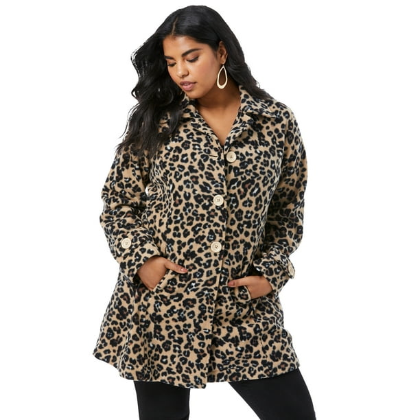 Roamans Womens Plus Size Plush Fleece Jacket Soft Coat